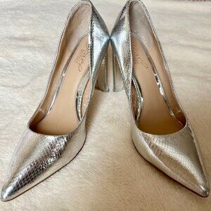 Jewel Badgley Mischka Rumor Ii Pump Snakeskin Silver Size 7.5